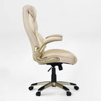 Faux Leather Home Office Chair - Ergonomic Cream