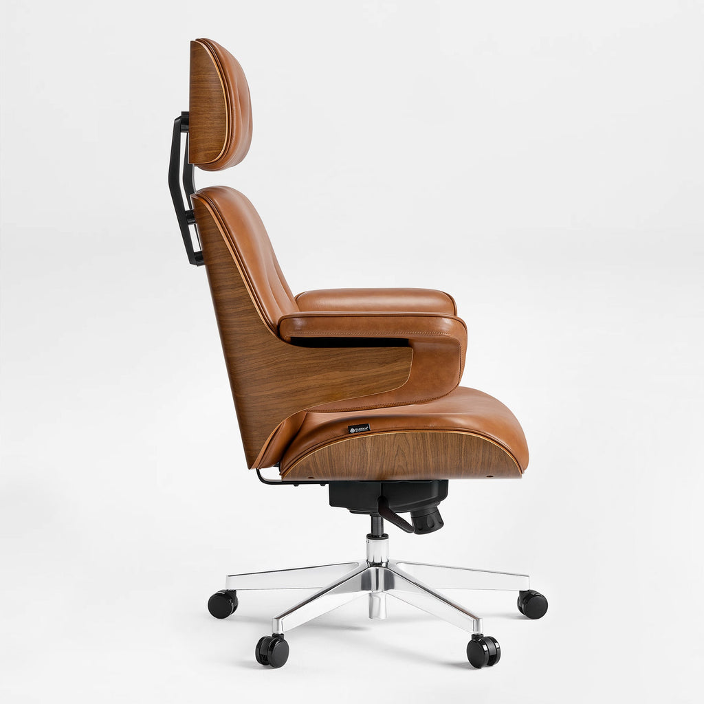 Genuine Leather Executive Office Chair - Classic Ergonomic Design