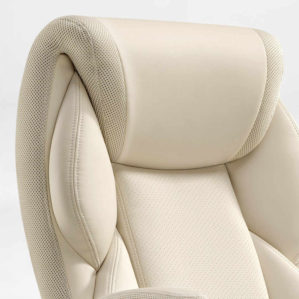 Faux Leather Home Office Chair - Ergonomic Cream