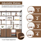 Wood Bookcase Cabinet with Bottom Storage and Adjustable Shelves