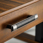 63x23 L-Shaped Height Adjustable Executive Desk, Handcrafted Walnut