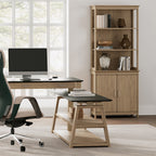 71'' Display Bookshelf with Storage Cabinet, Oak