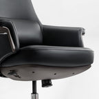 Genuine Leather Executive Office Chair - Leather & Metal Luxury