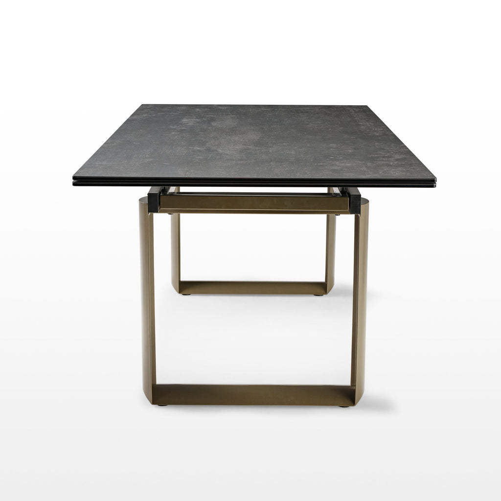 Round Marble-Top Dining Table, White and Gold