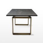 Round Marble-Top Dining Table, White and Gold