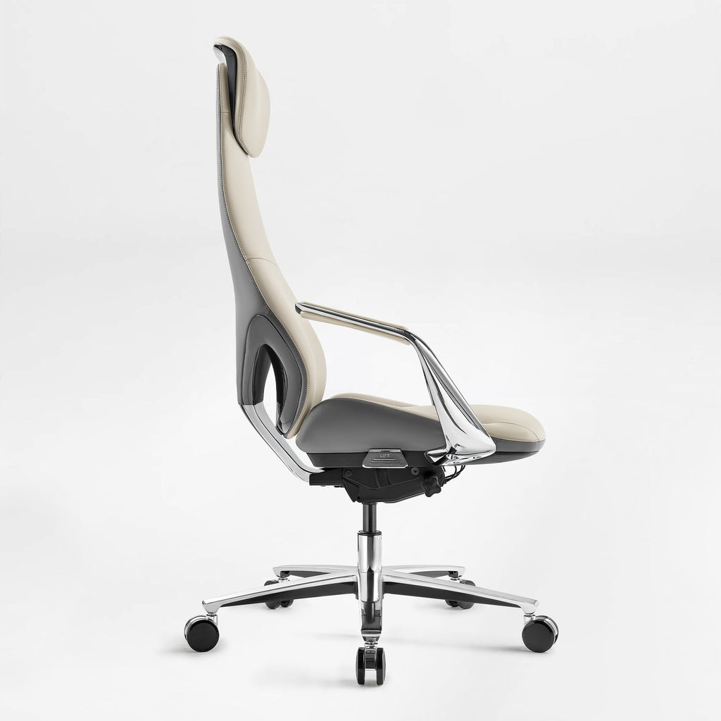 Genuine Leather Executive Office Chair - Butterfly Design High Back