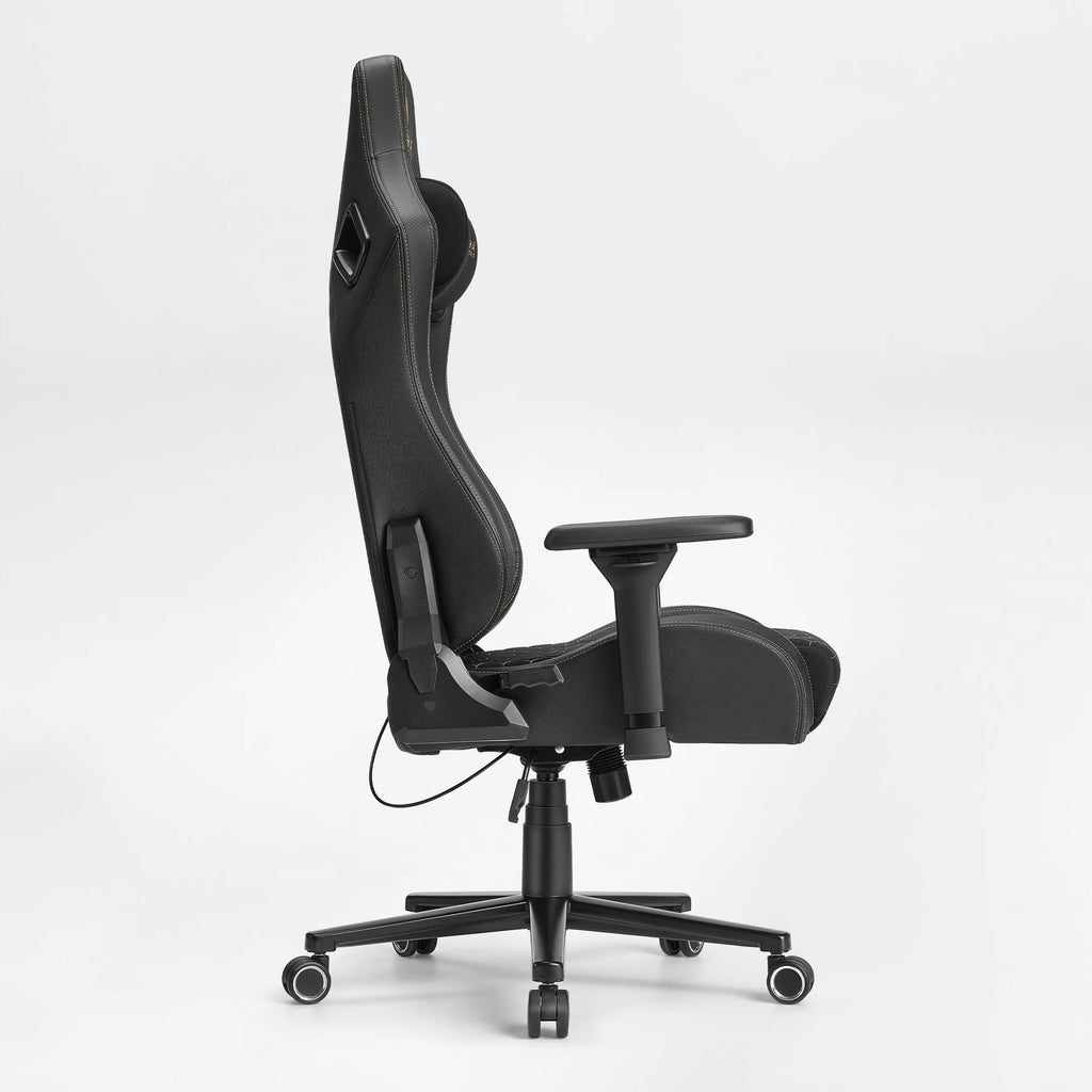 Ergonomic Gaming Chair with Footrest, Black and Yellow