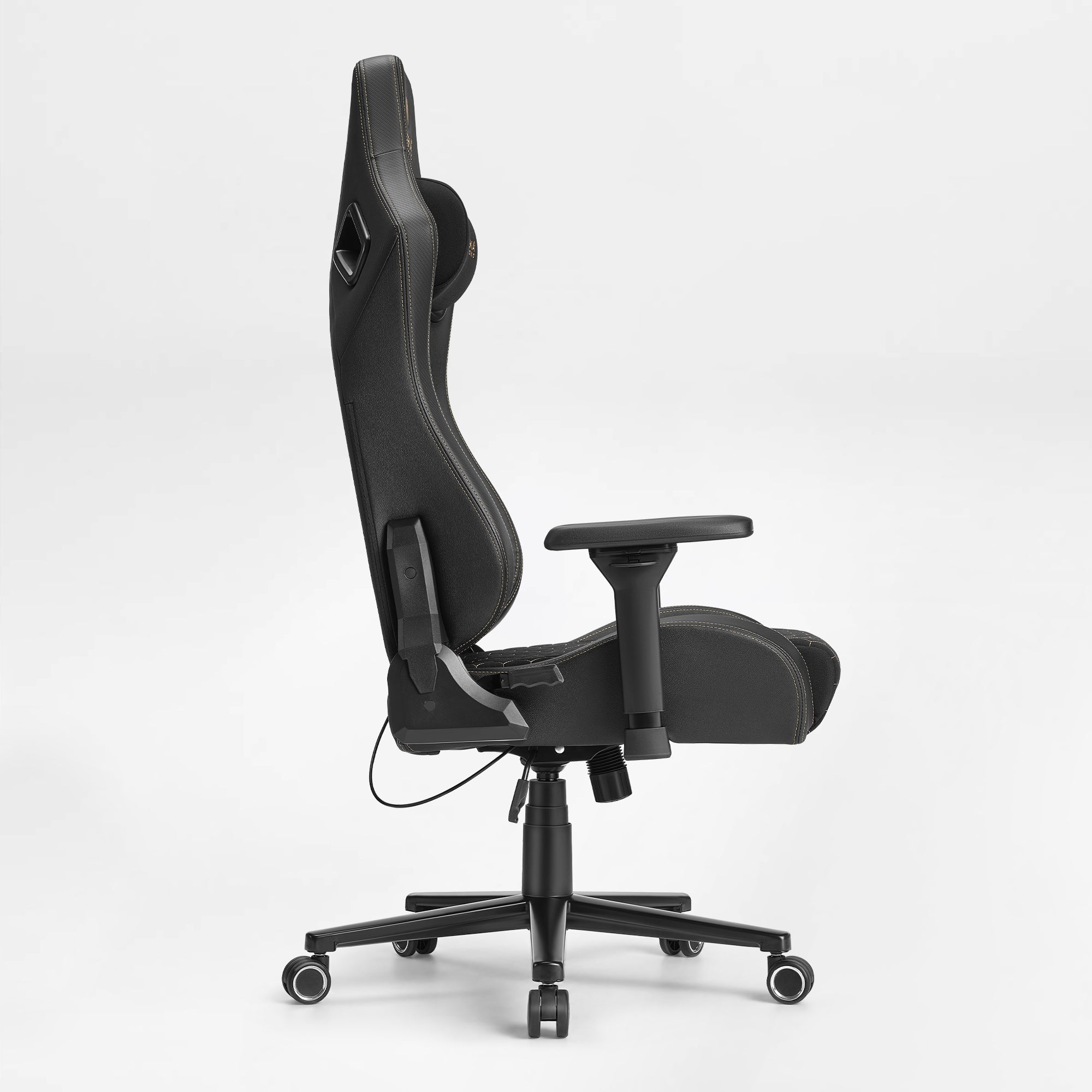 Ergonomic Gaming Chair with Footrest, Black and Yellow