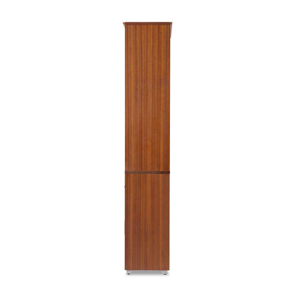 72'' Storage Bookcase with Glass Doors, Drawers and Shelves, Walnut
