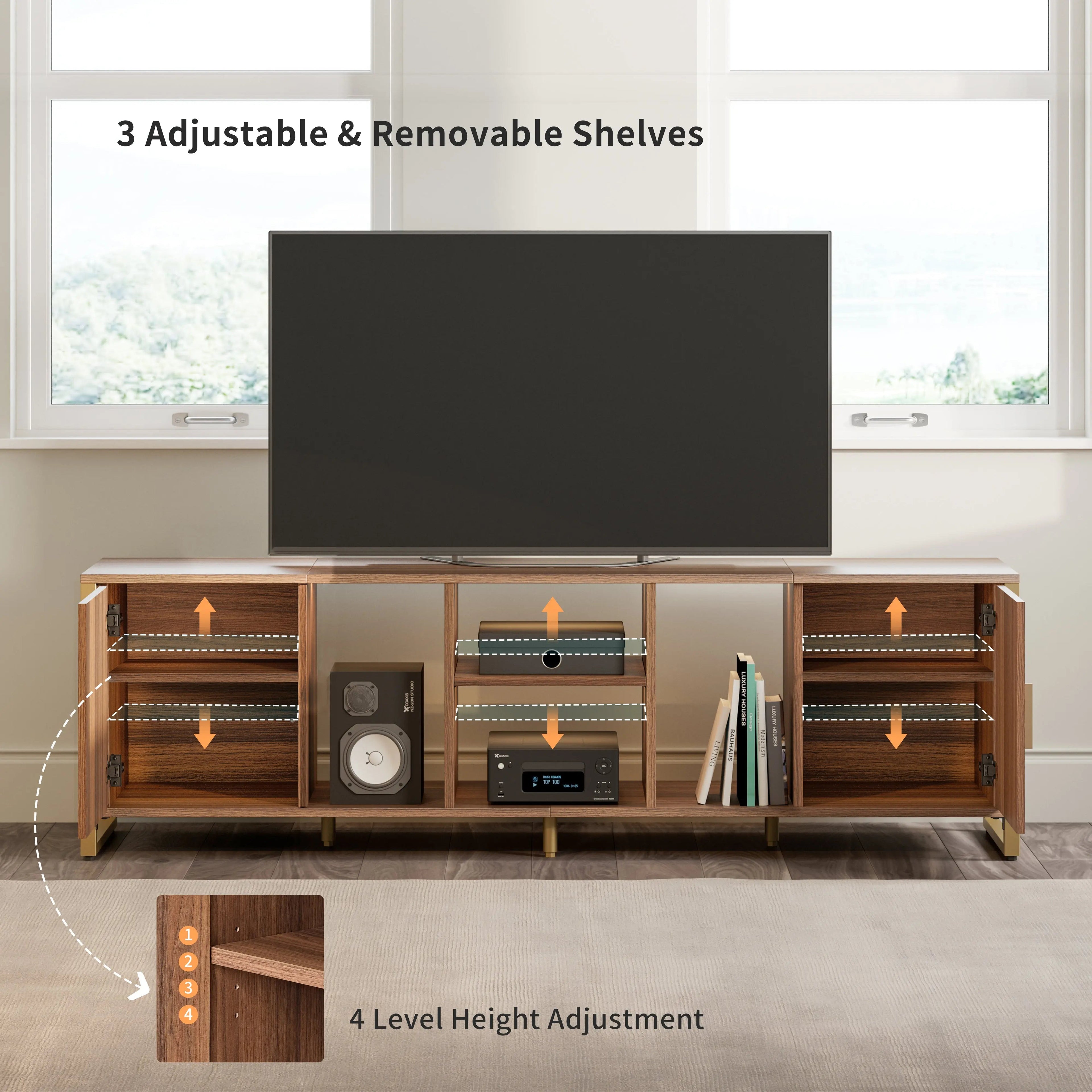 70'' LED Light TV Stand Media Console