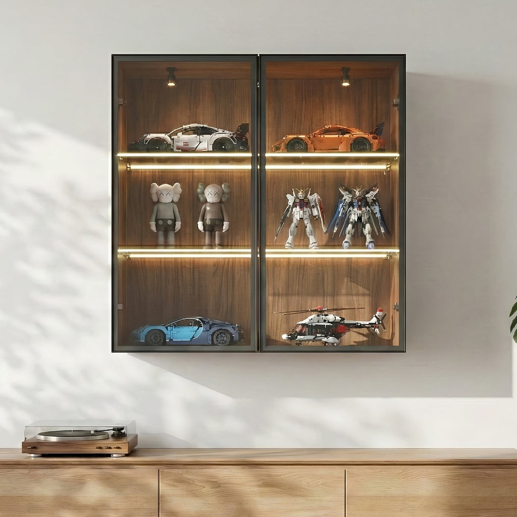 32 Wall Mounted Curio Cabinet with Glass Doors