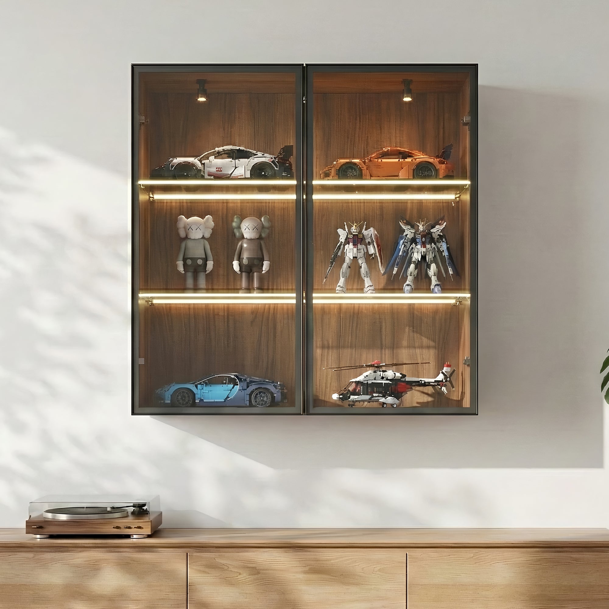 32 Wall Mounted Curio Cabinet with Glass Doors