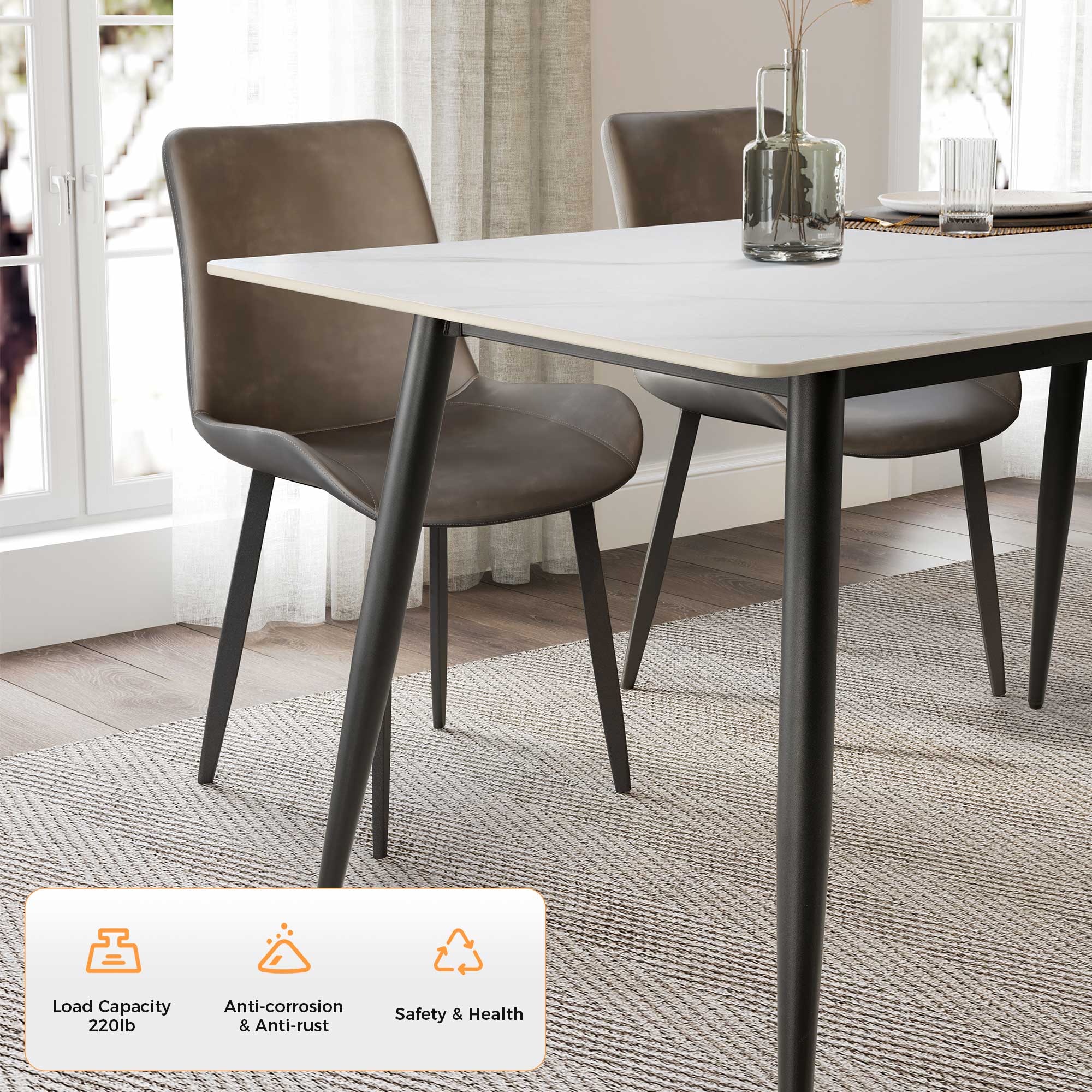Rectangular Farmhouse Dining Table, Brown