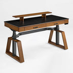 63x29 Executive Height Adjustable Standing Desk with Walnut Desktop and Drawers