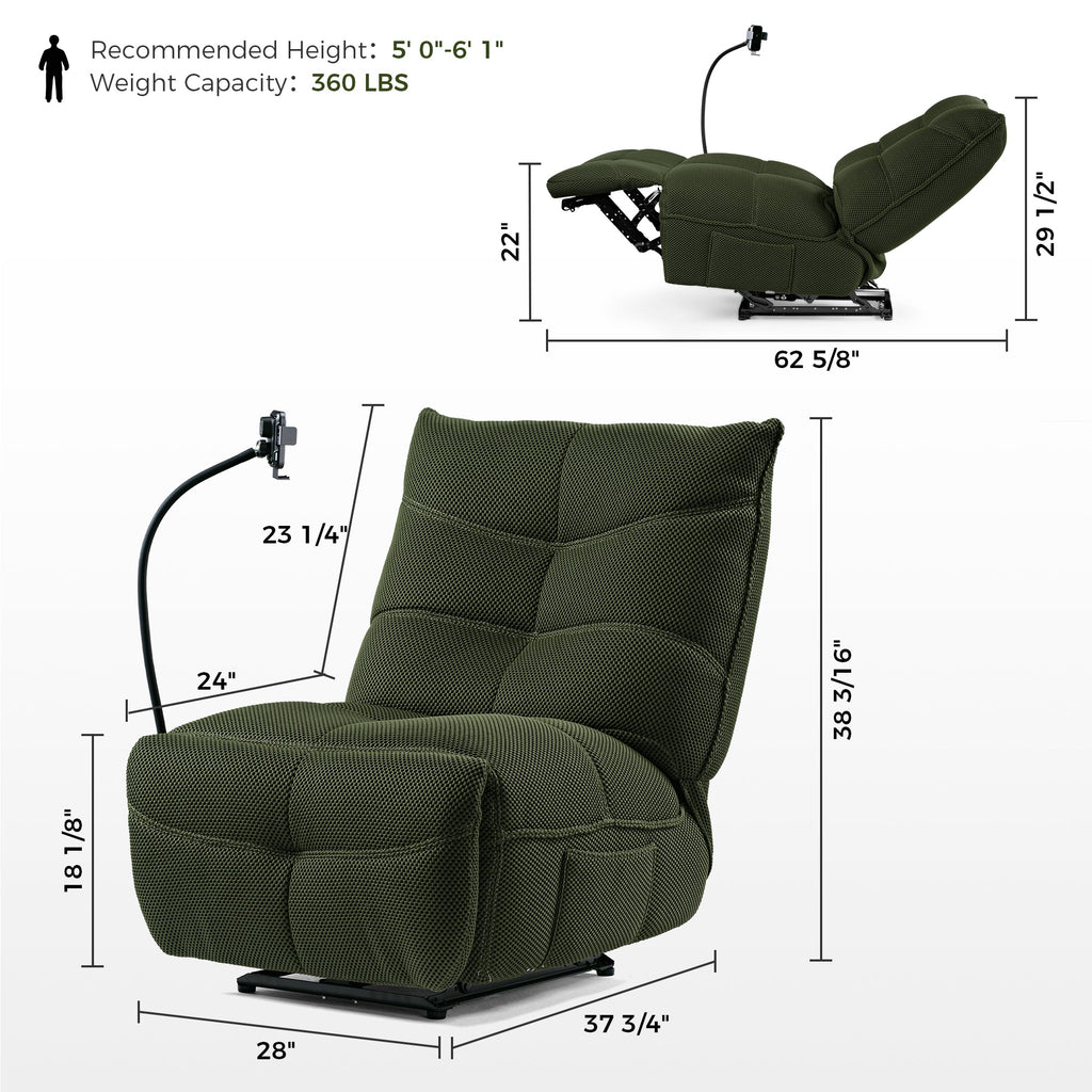 Recliner with Wireless Charging and USB Port
