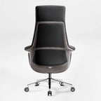 Genuine Leather Executive Office Chair - Leather & Metal Luxury