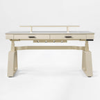 63x29 Executive Height Adjustable Standing Desk with Walnut Desktop and Drawers