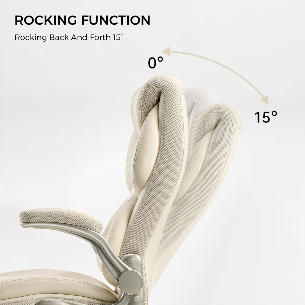 Faux Leather Home Office Chair - Ergonomic Cream