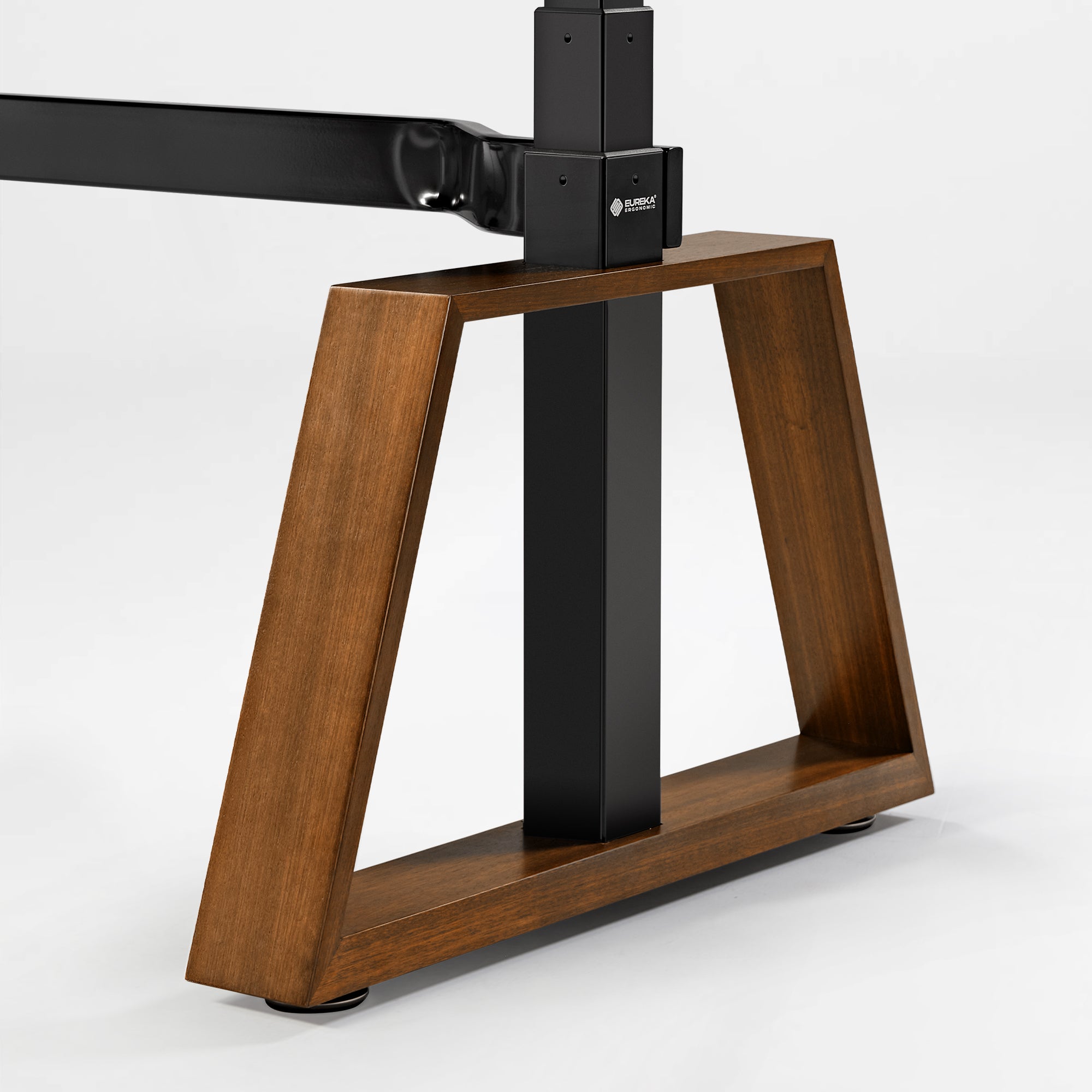 63x29 Executive Height Adjustable Standing Desk with Walnut Desktop and Drawers