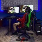 Racing-Style Gaming Chair with Headrest and Lumbar Pillow, Black and Red