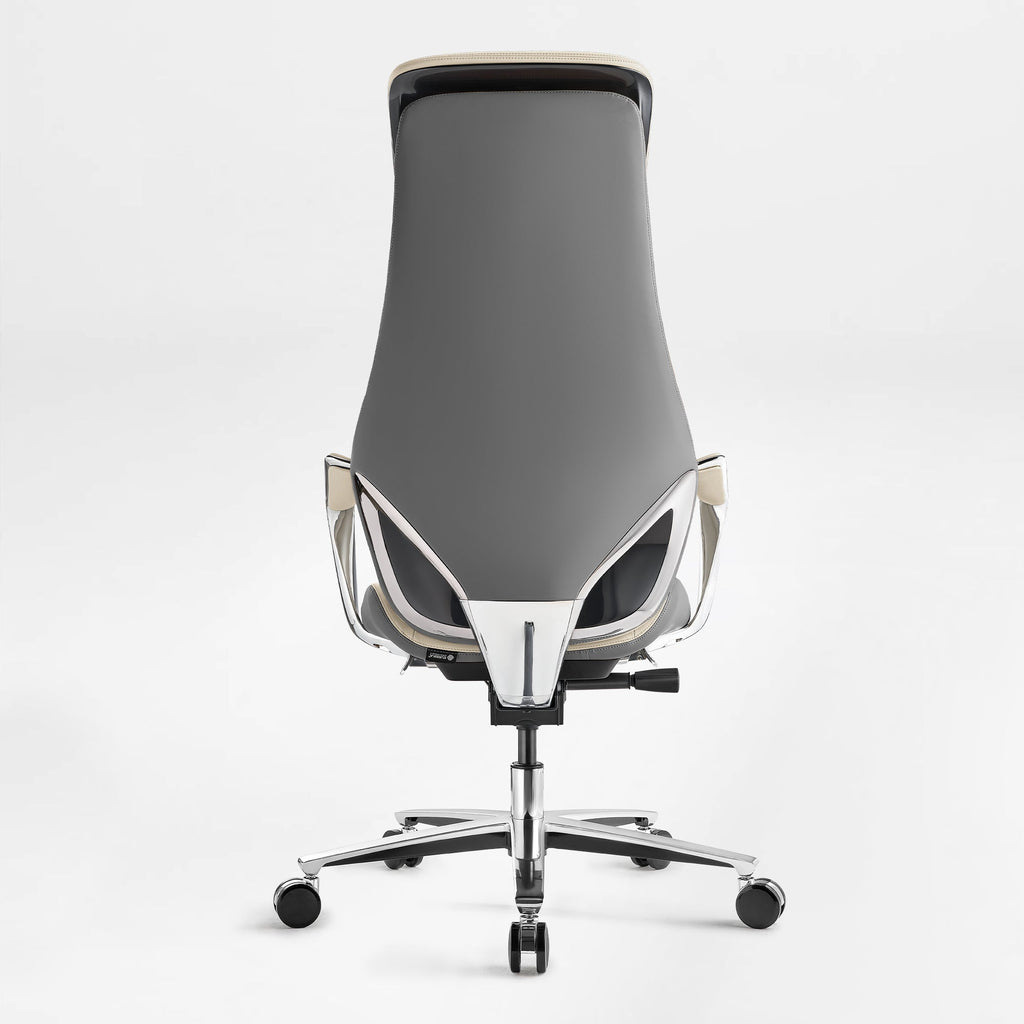 Genuine Leather Executive Office Chair - Butterfly Design High Back