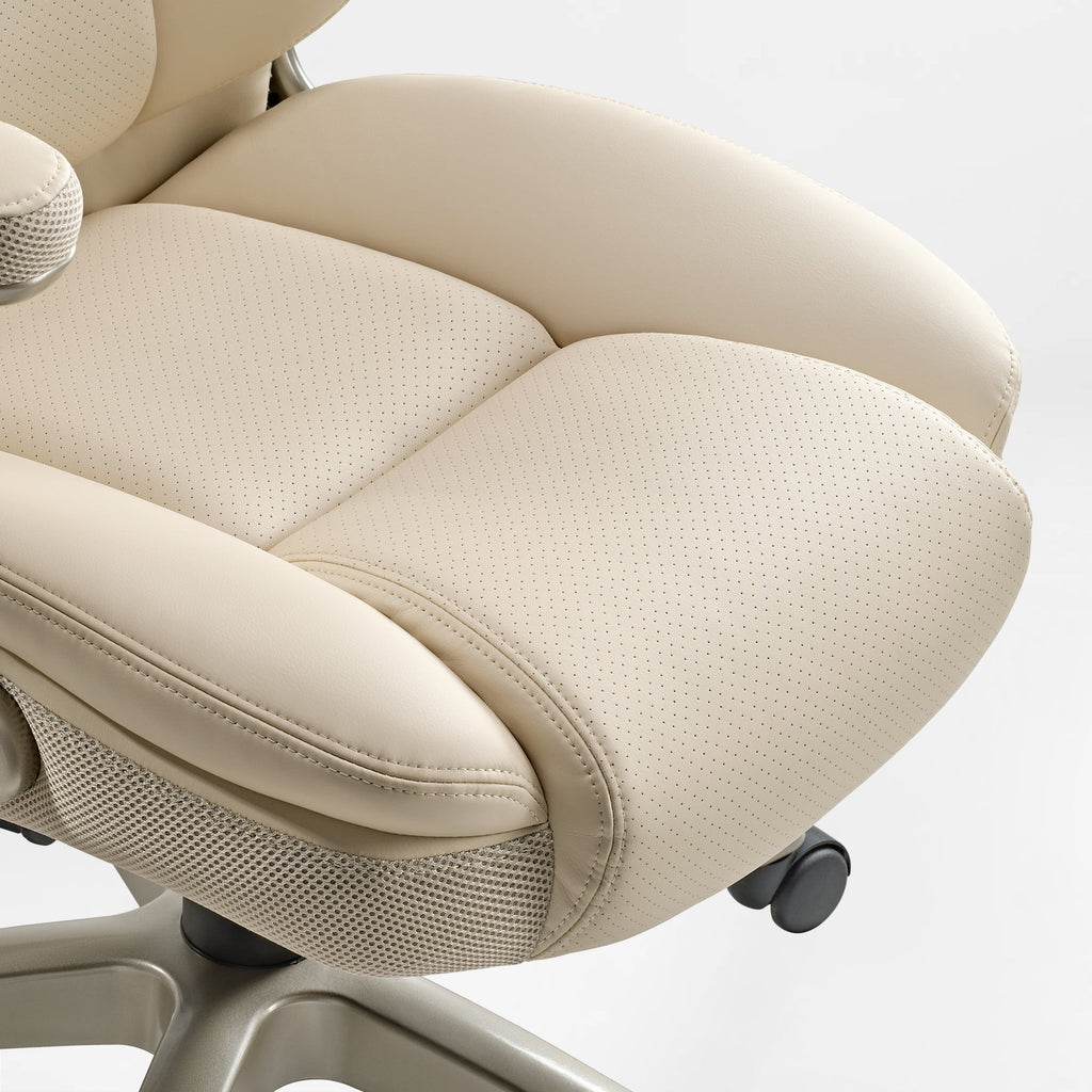 Faux Leather Home Office Chair - Ergonomic Cream