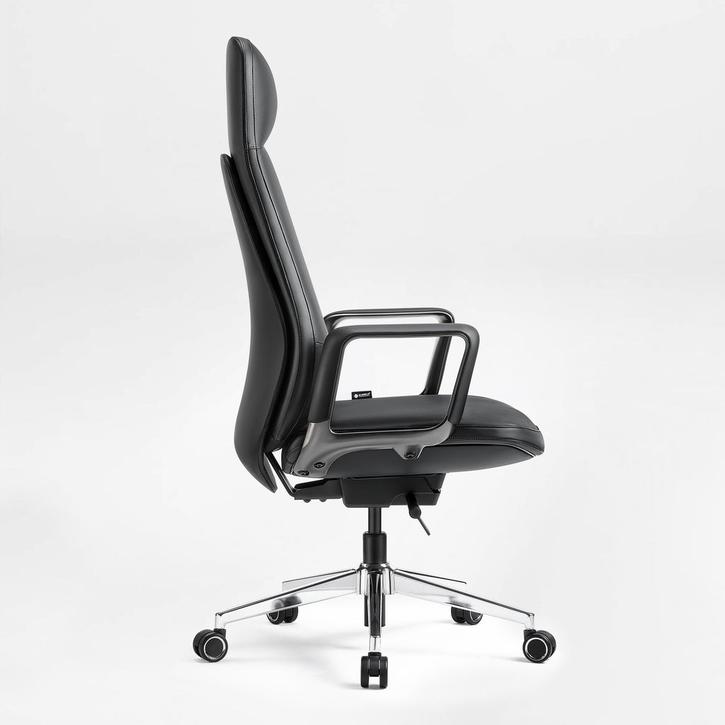 Solid Wood Arm Task Office Chair - Retro PU Leather