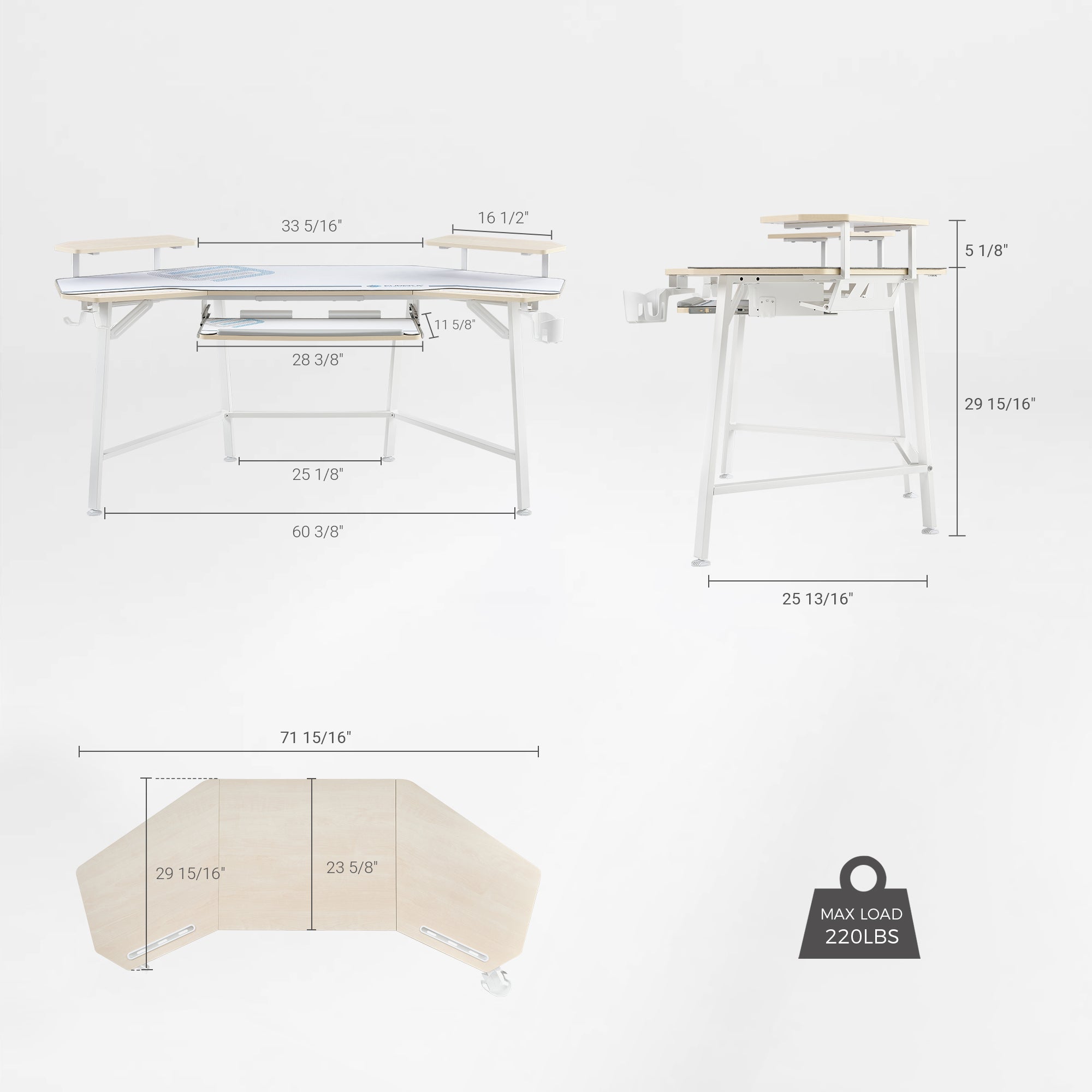 Wing-Shaped Studio Desk (73x23)