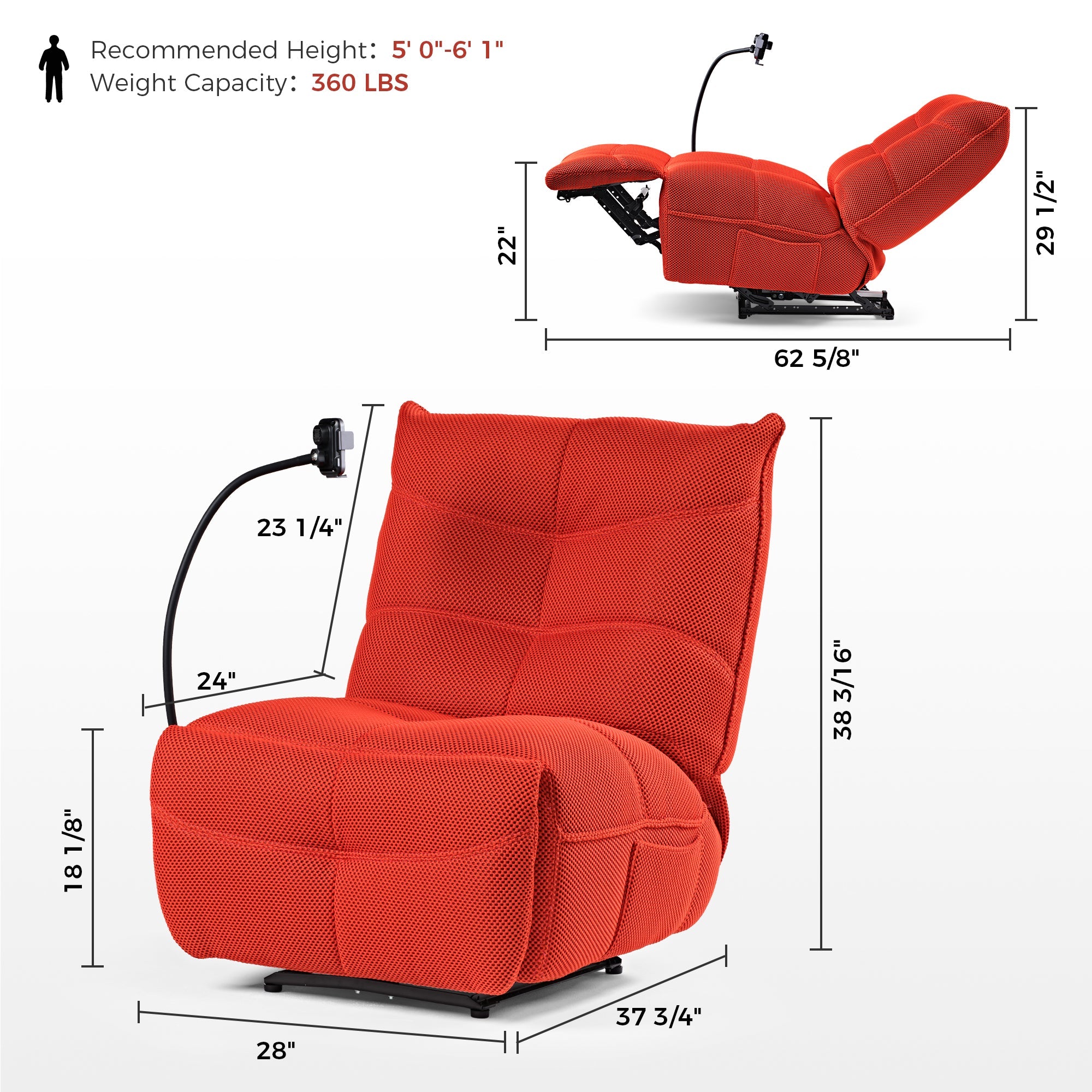 Recliner with Wireless Charging and USB Port