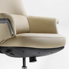 Genuine Leather Executive Office Chair - Leather & Metal Luxury