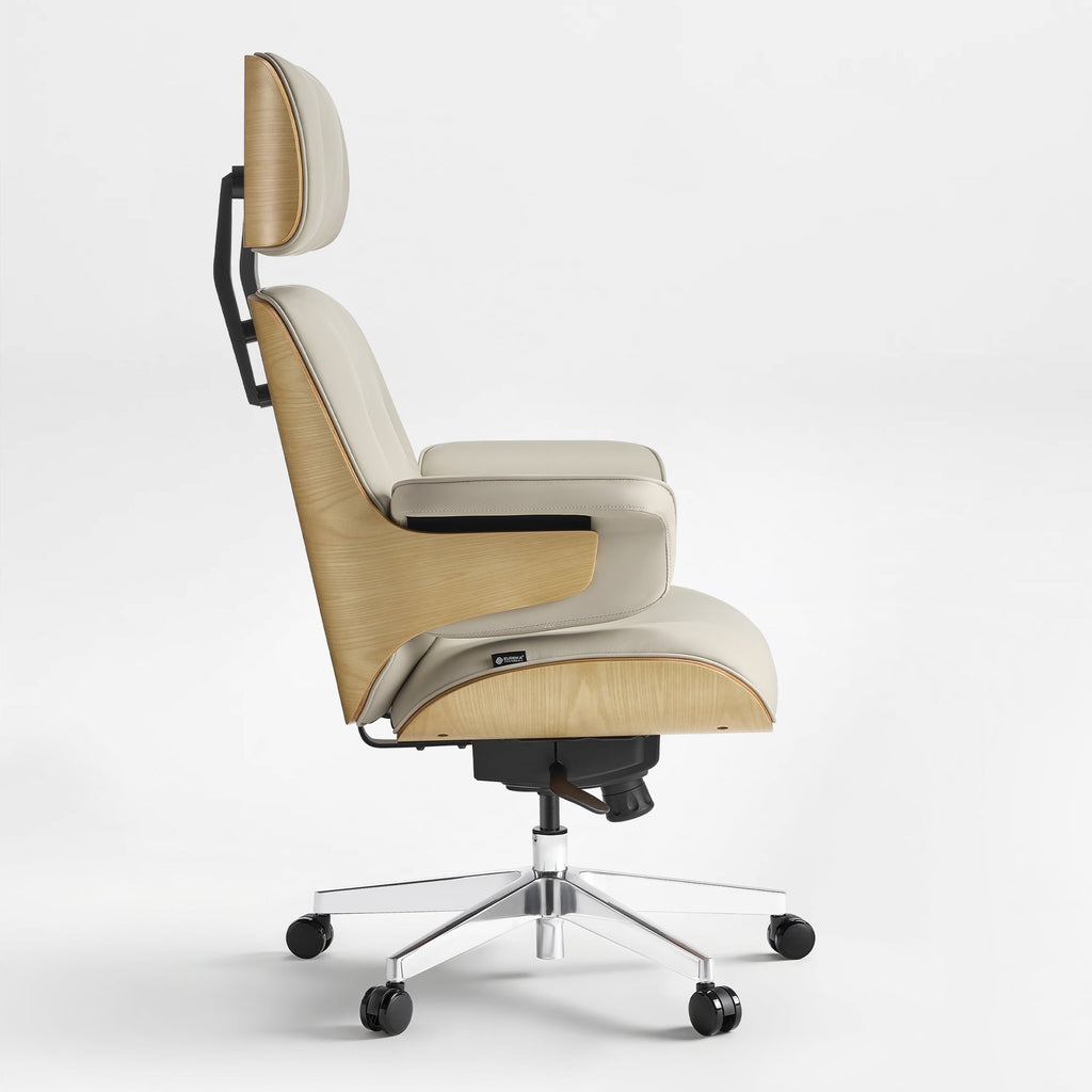 Genuine Leather Executive Office Chair - Classic Ergonomic Design