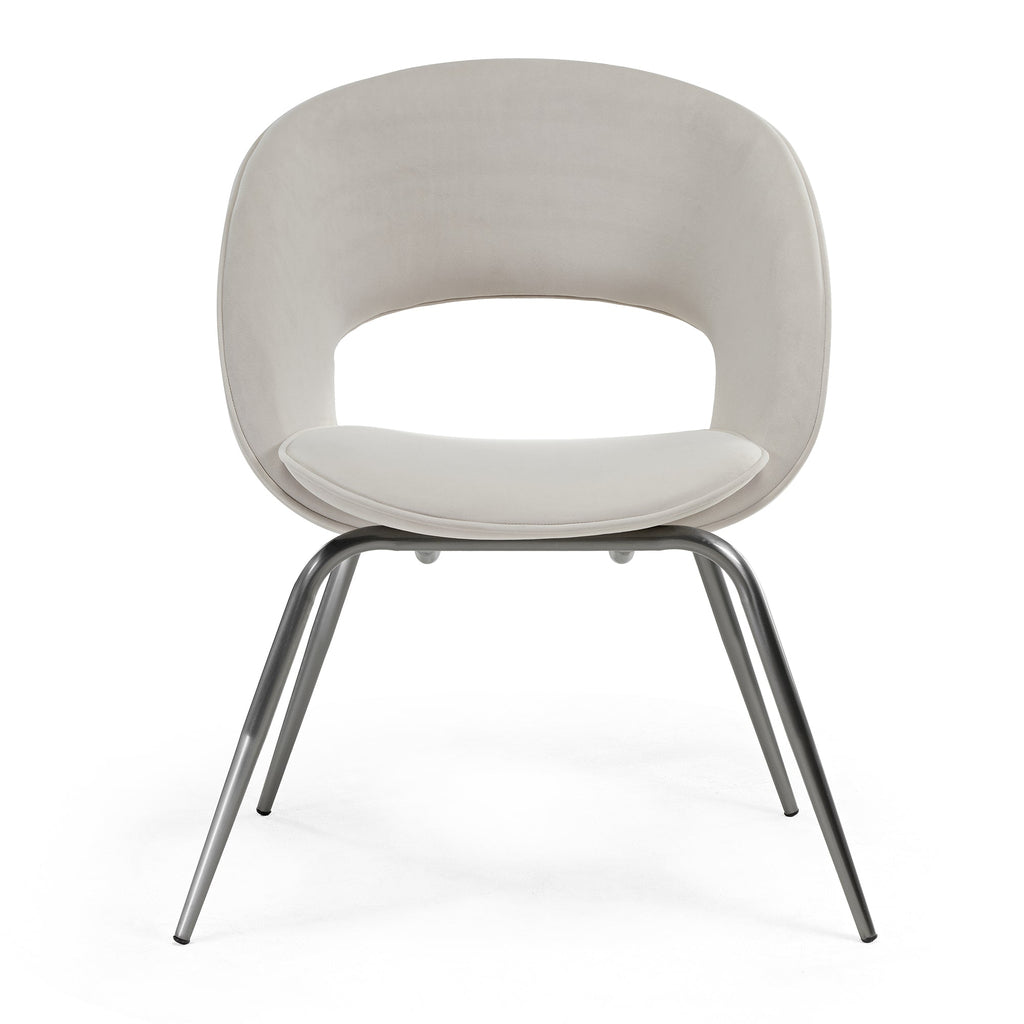 Velvet Dining Chair, Set of 1, Off-White