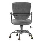 Retro PU Leather Task Office Chair - Solid Wood Arms