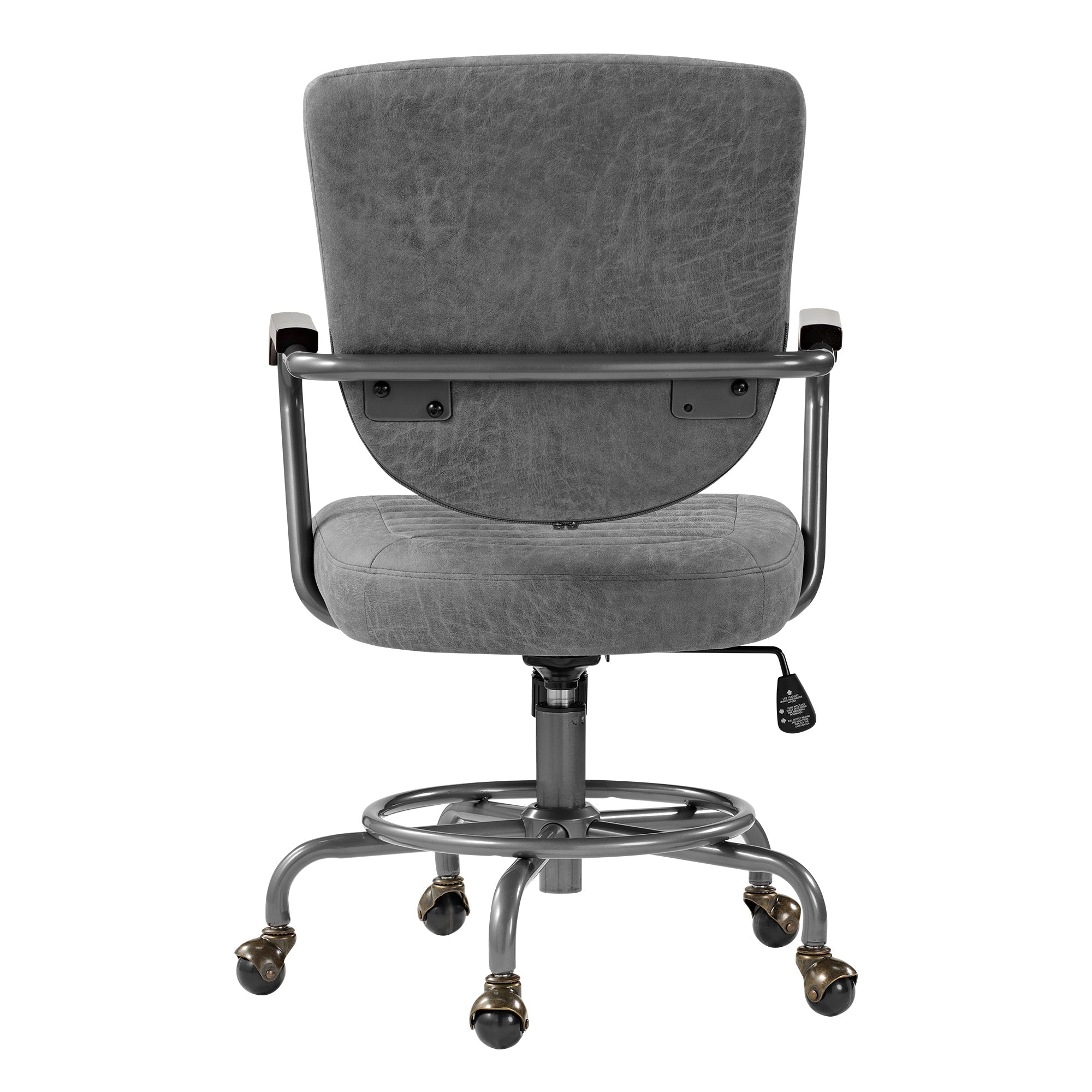 Retro PU Leather Task Office Chair - Solid Wood Arms