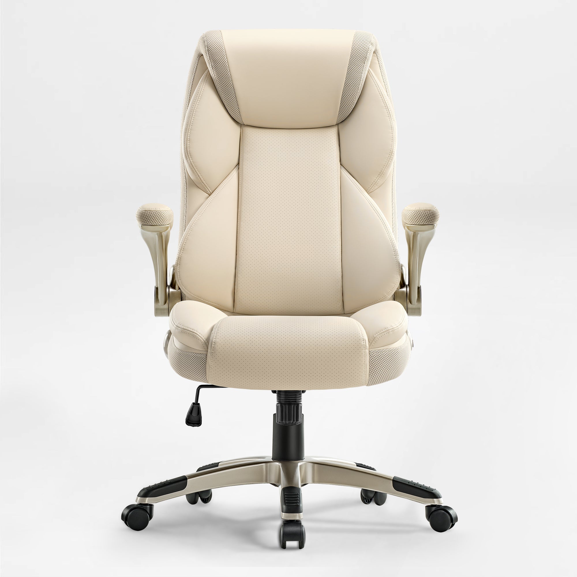 Faux Leather Home Office Chair - Ergonomic Cream