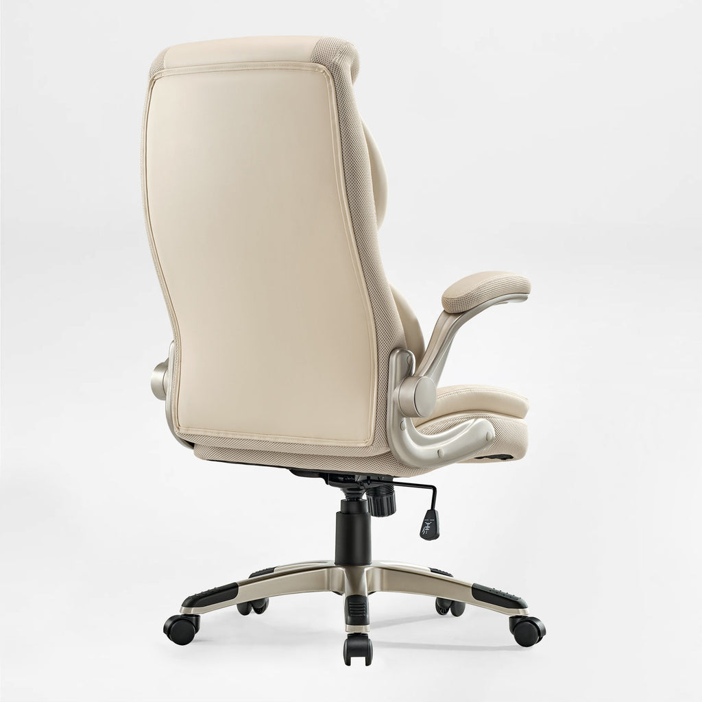 Faux Leather Home Office Chair - Ergonomic Cream