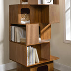 72'' Owner and Pet Shared Bookshelf Cat Tree