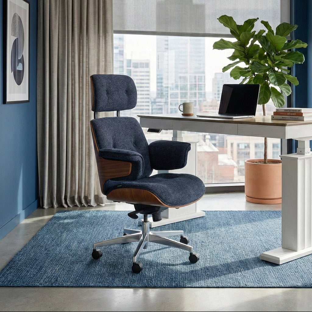 Genuine Leather Executive Office Chair - Classic Ergonomic Design