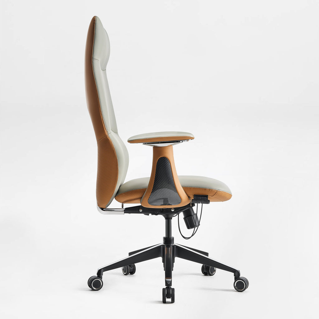 Faux Leather Executive Office Chair - Segmented Back Natural Curve