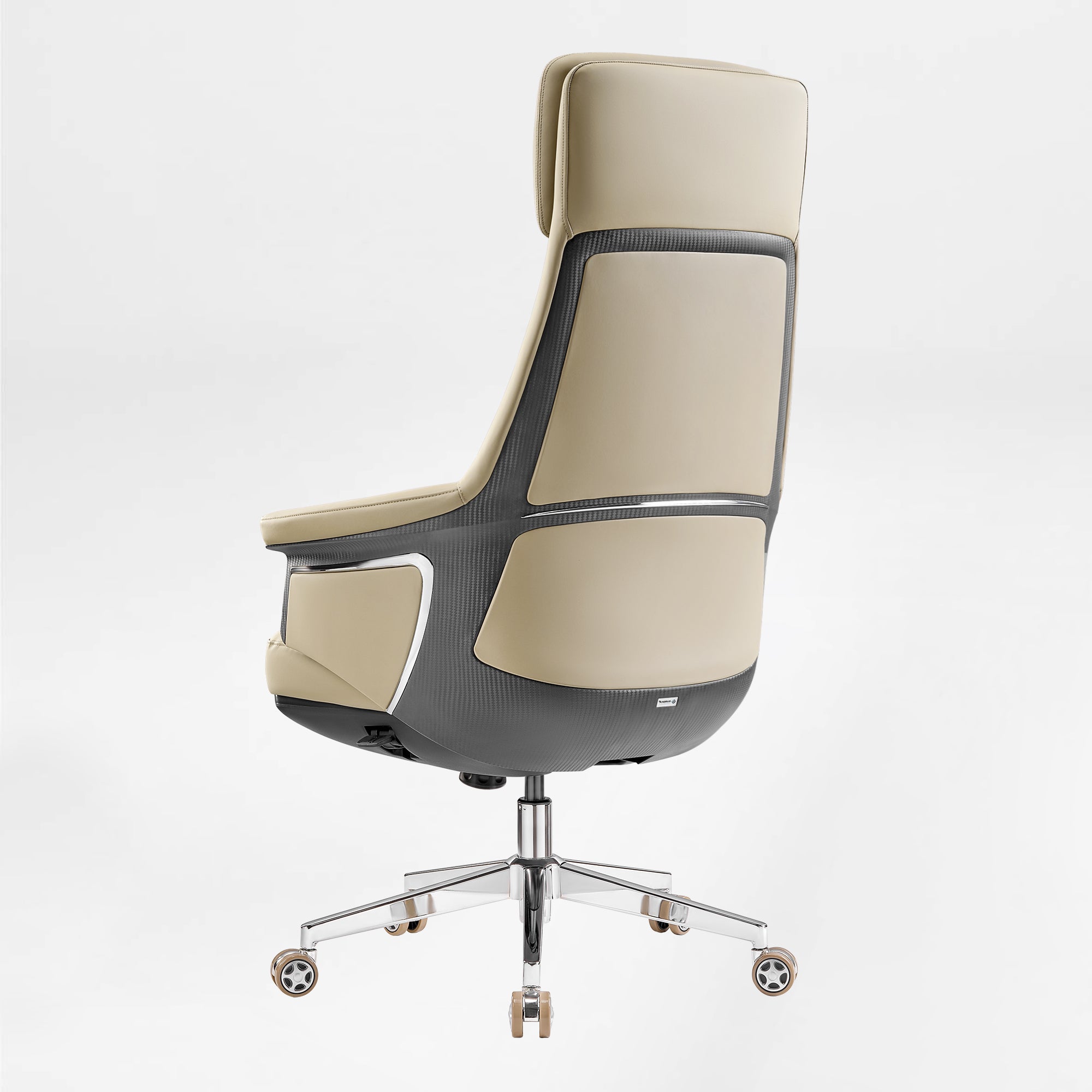 Genuine Leather Executive Office Chair - Leather & Metal Luxury