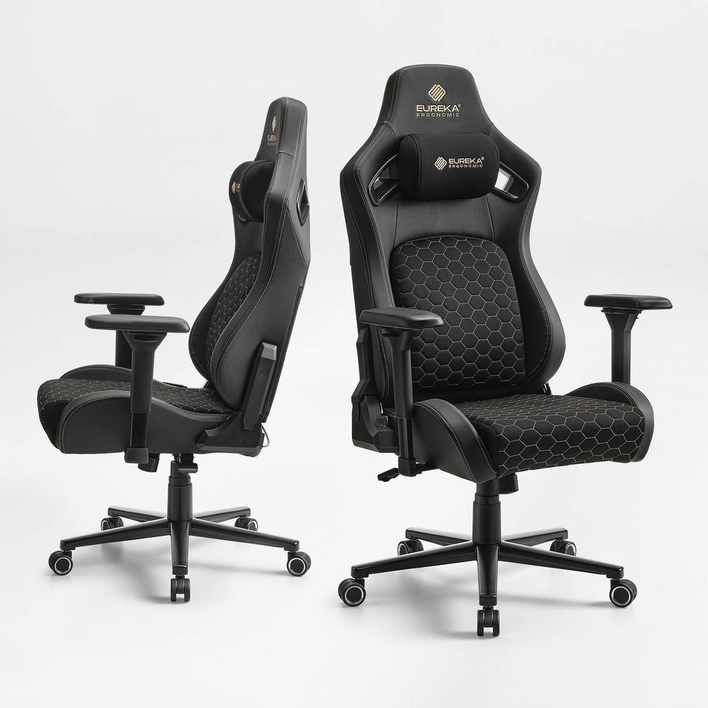 Ergonomic Gaming Chair with Footrest, Black and Yellow