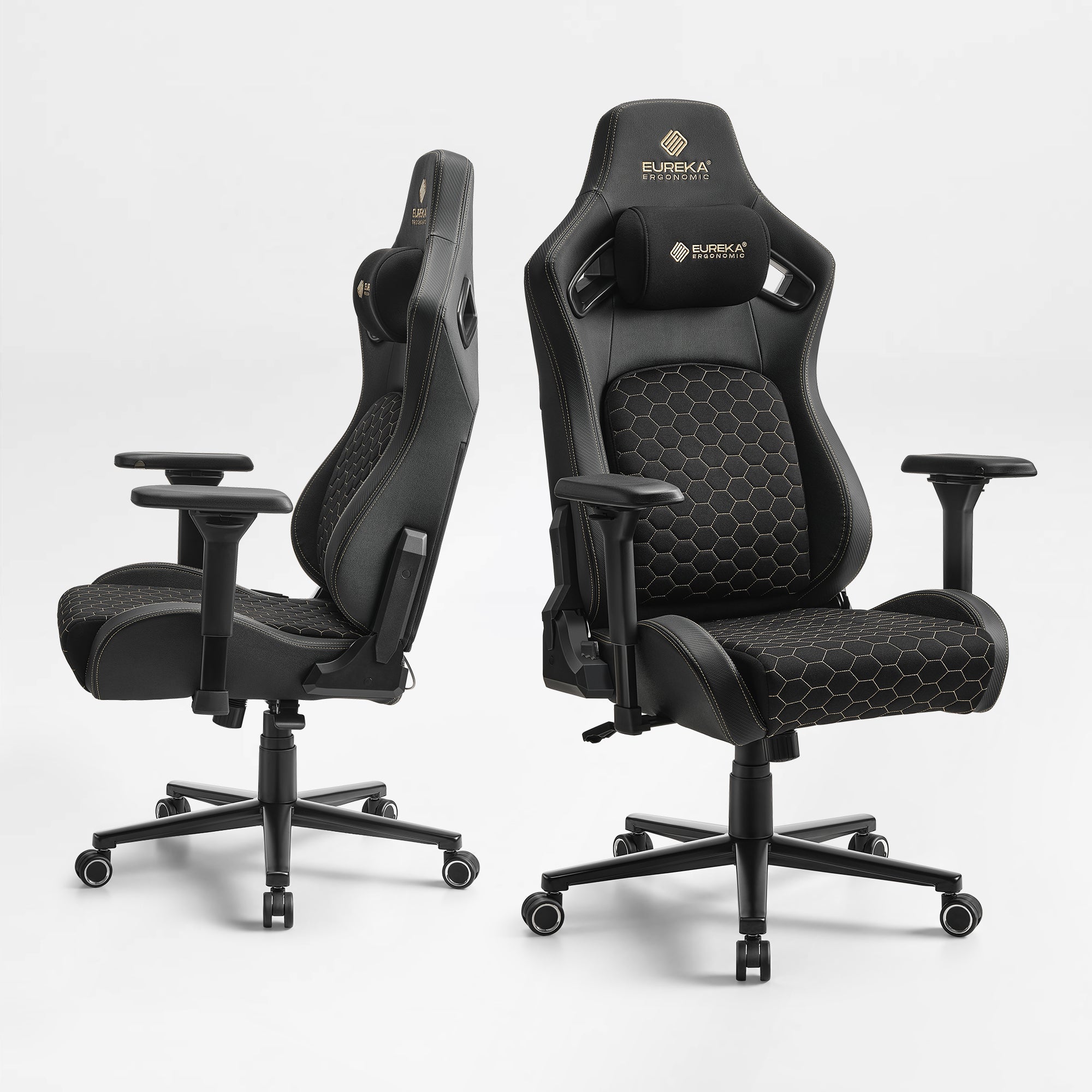 Ergonomic Gaming Chair with Footrest, Black and Yellow