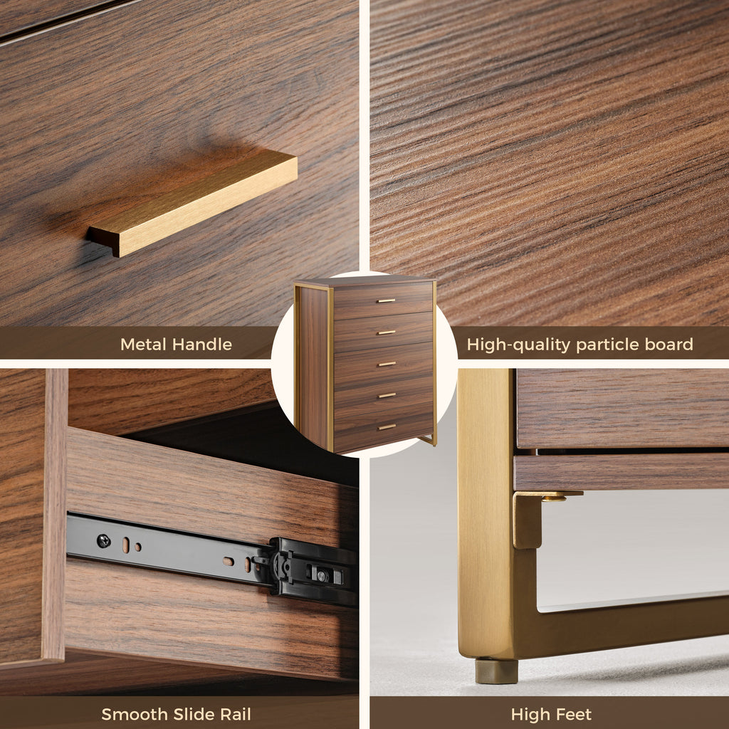 42 Chest 5-Drawers Dresser Accent Cabinet Walnut