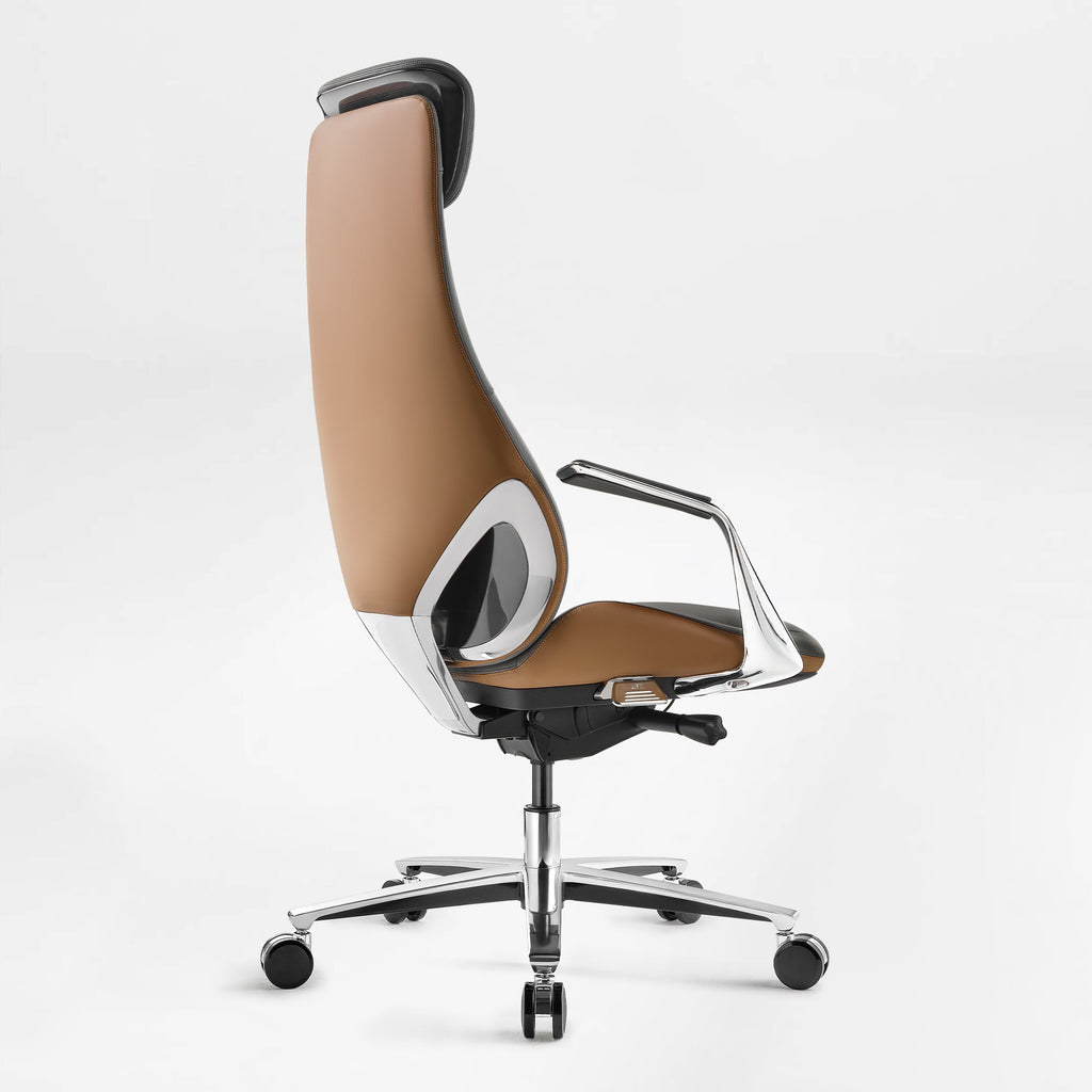 Genuine Leather Executive Office Chair - Butterfly Design High Back