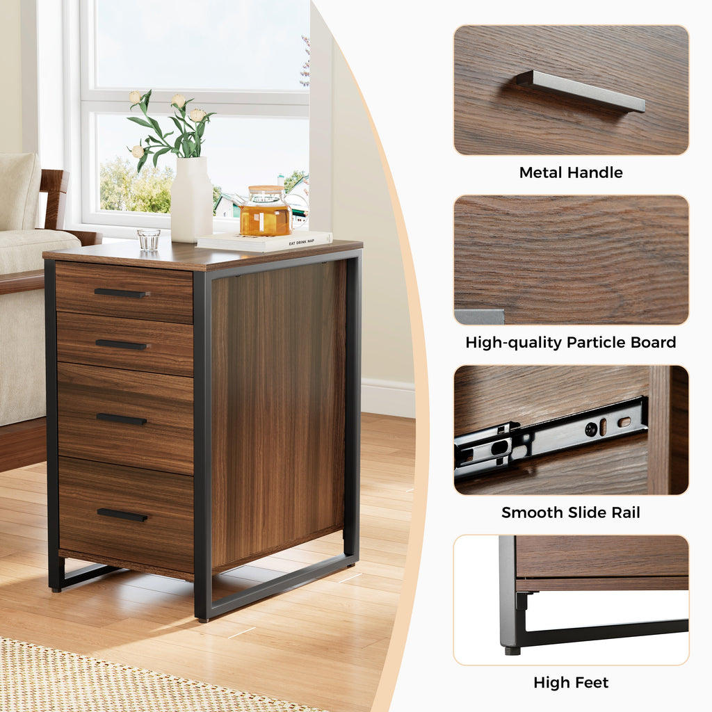 28'' Four-Drawer File Storage Cabinet, Walnut