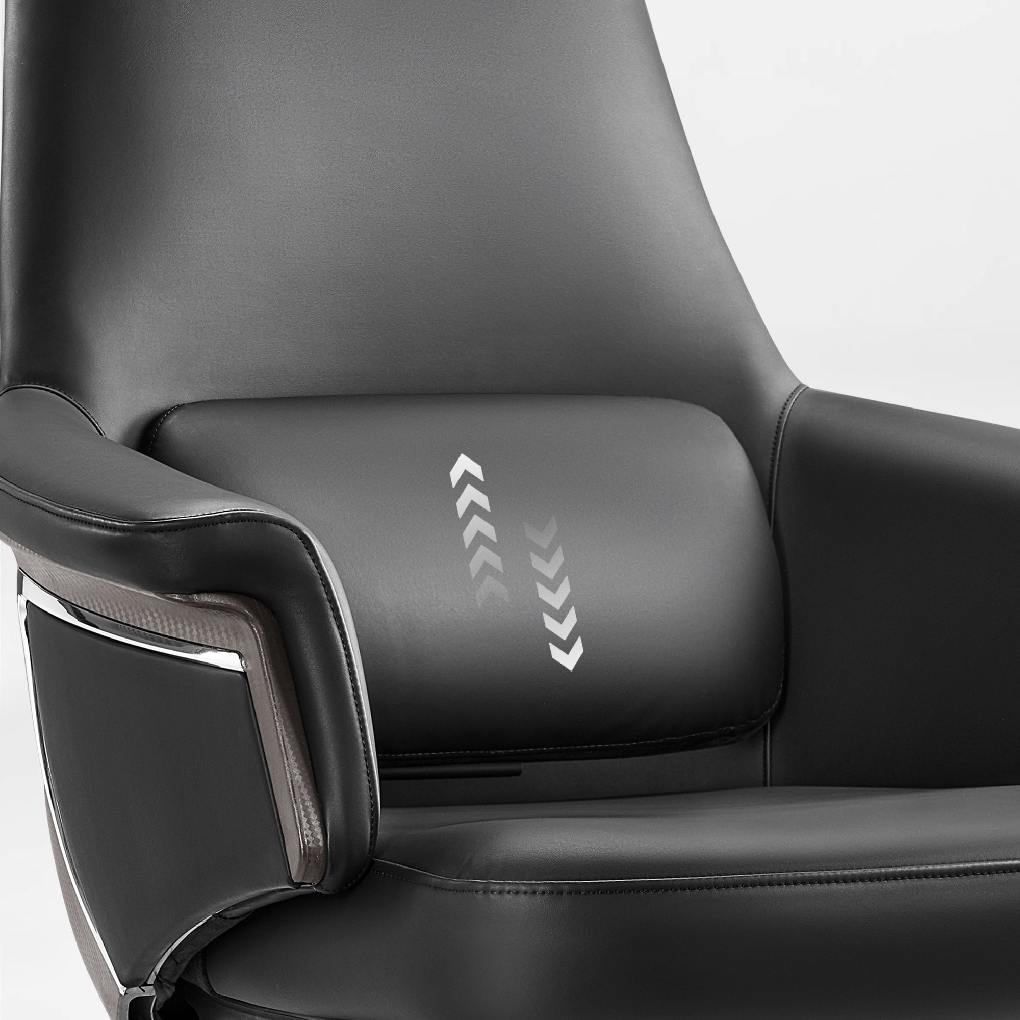 Genuine Leather Executive Office Chair - Leather & Metal Luxury