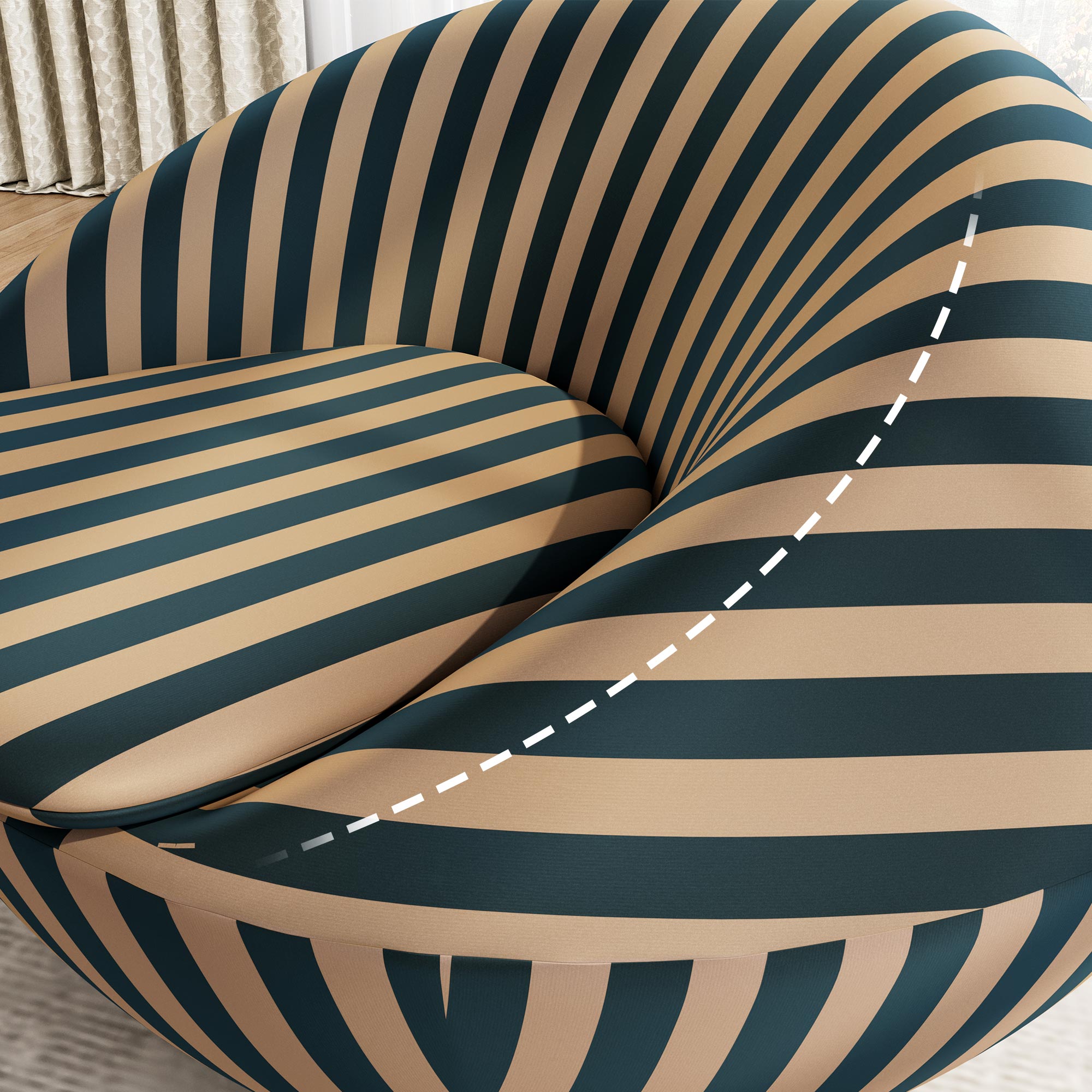 Striped Accent Lounge Chair, Red Yellow and Blue Yellow
