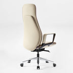 Solid Wood Arm Task Office Chair - Retro PU Leather