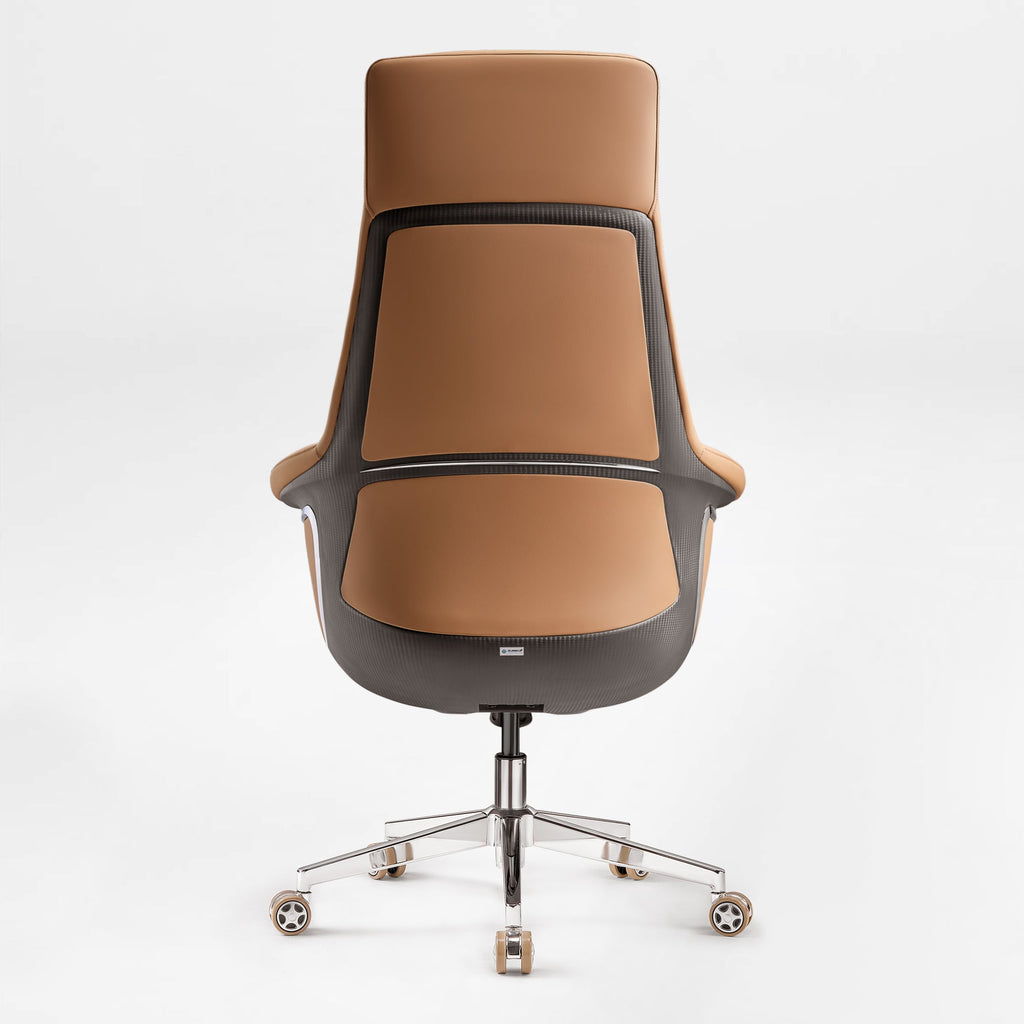 Genuine Leather Executive Office Chair - Leather & Metal Luxury
