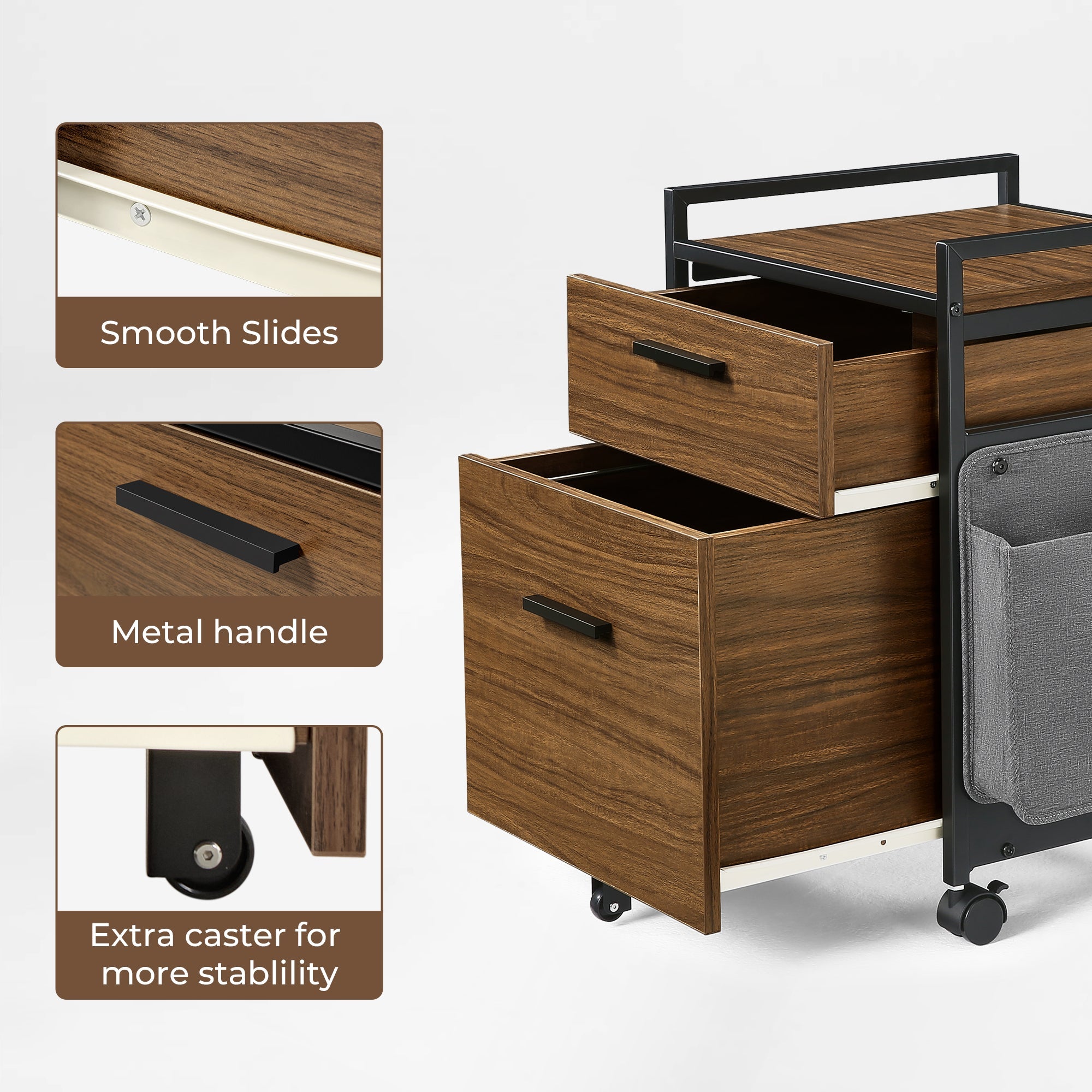 23'' Rolling File Cabinet with Drawer
